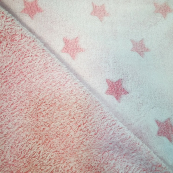 Cuddle Fleece - STARS ON BABY PINK